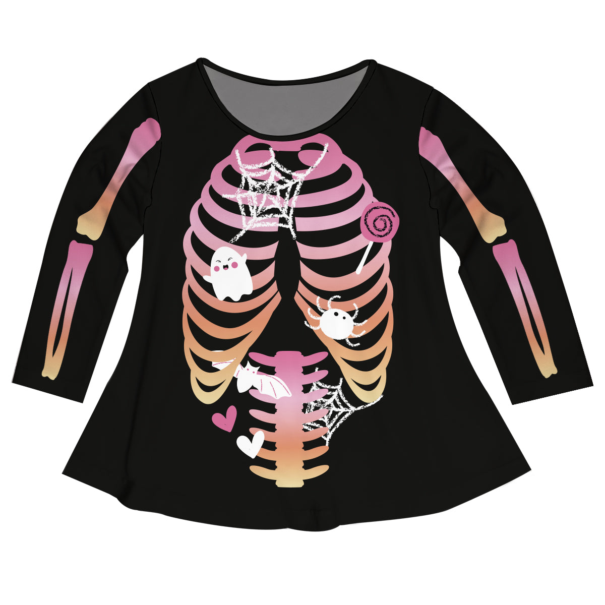Halloween Skeleton Black Long Sleeve Laurie Top