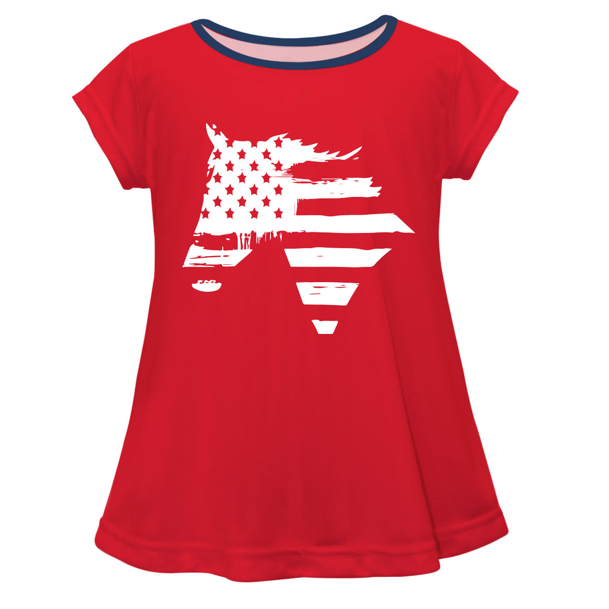 Horse USA Flag Red Short Sleeve Laurie Top