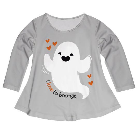 I Love To Boo Gie Gray Long Sleeve Laurie Top