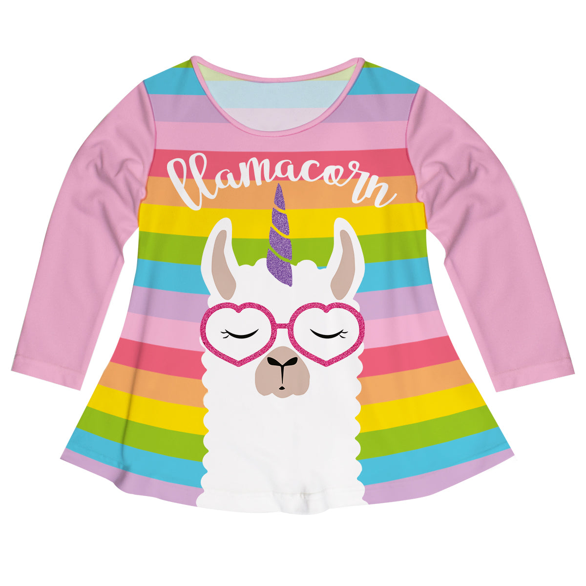 Llamacorn Colors Stripes Long Sleeve Laurie Top