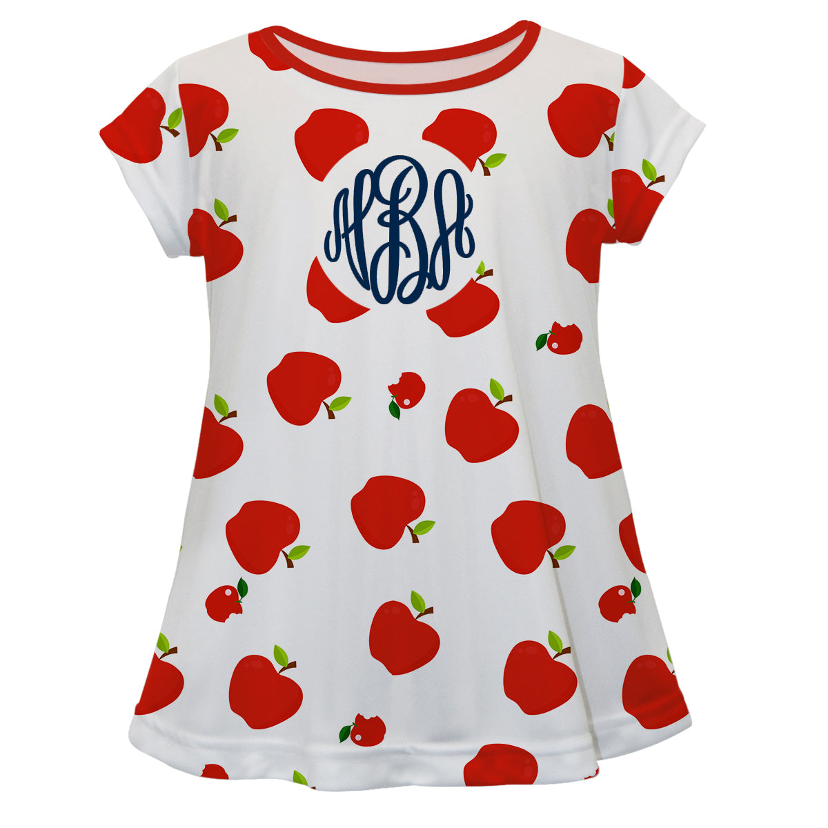 Apple Print Monogram White Short Sleeve Laurie Top