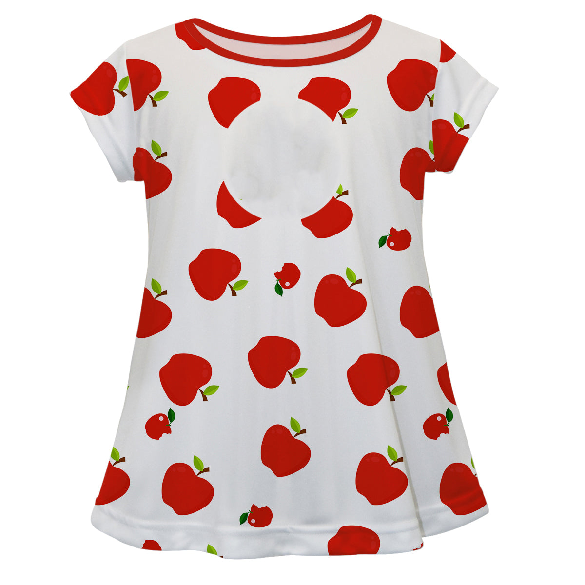 Apple Print Monogram White Short Sleeve Laurie Top - Wimziy&Co.