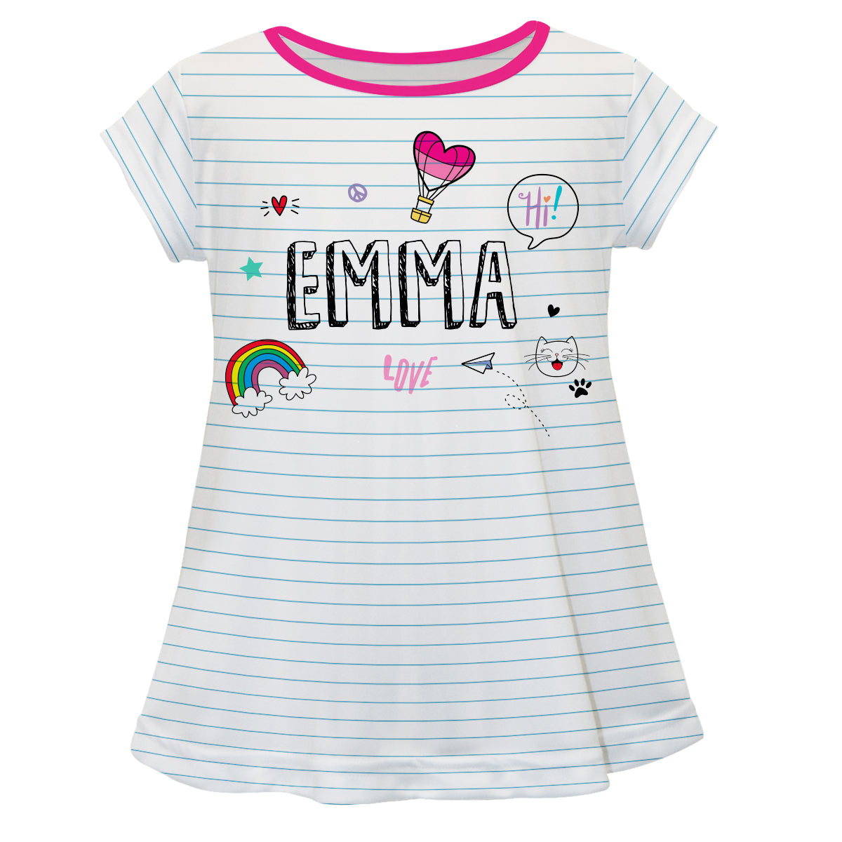 Notebook Name White Short Sleeve Laurie Top