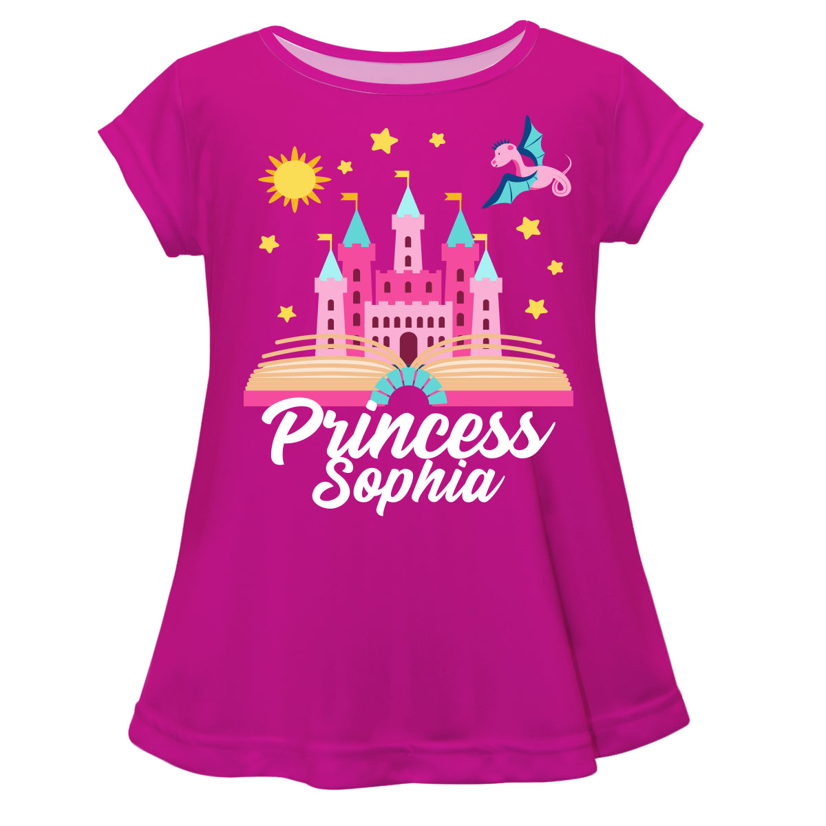 Princess and Personalized Name Hot Pink Short Sleeve Laurie  Top - Wimziy&Co.