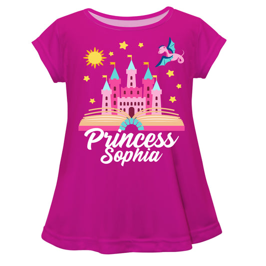 Princess and Personalized Name Hot Pink Short Sleeve Laurie  Top - Wimziy&Co.