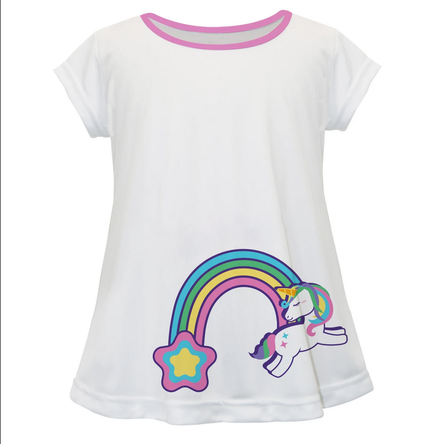 Rainbow Name White Short Sleeve Laurie Top - Wimziy&Co.
