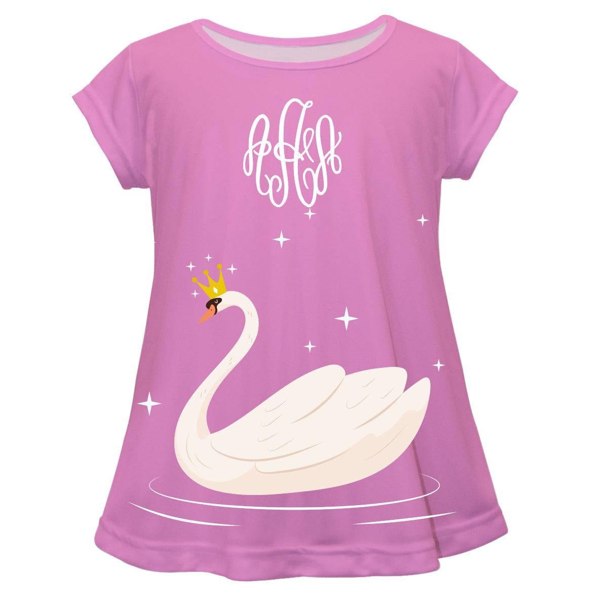 Swan and Personalized Monogram Pink Short Sleeve Laurie Top - Wimziy&Co.