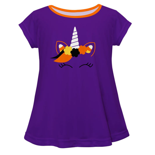 Unicorn Halloween Purple Short Sleeve Laurie Top