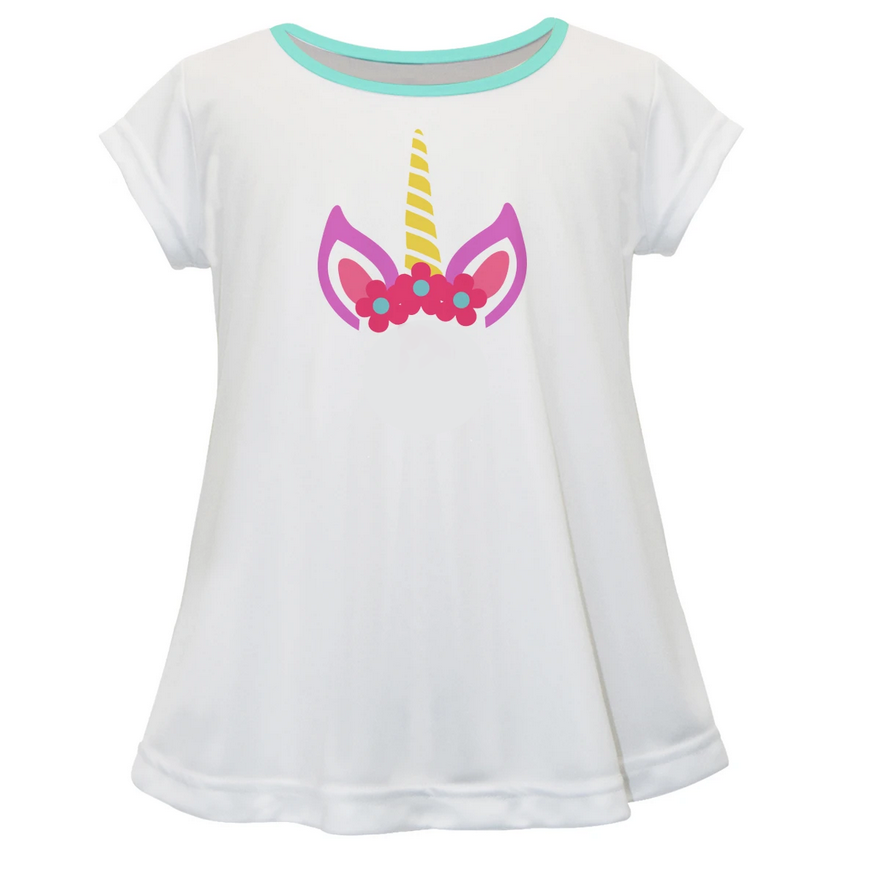Unicorn Monogram White Short Sleeve Laurie Top - Wimziy&Co.