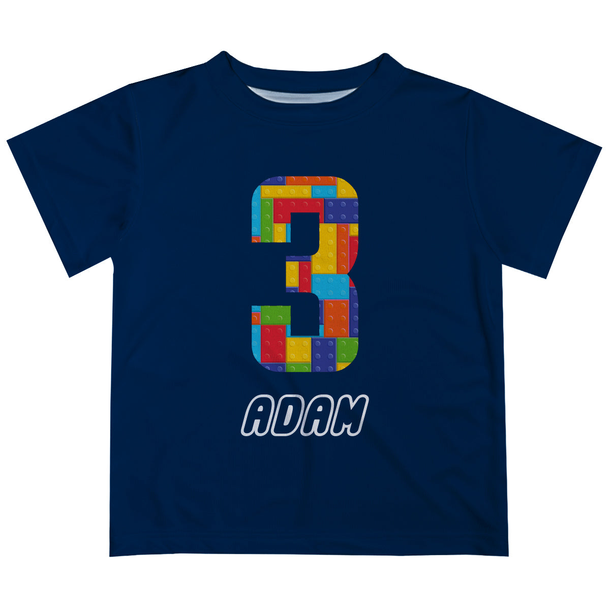 Birthday Personalized Name and Your Age Navy Short Sleeve Tee Shirt