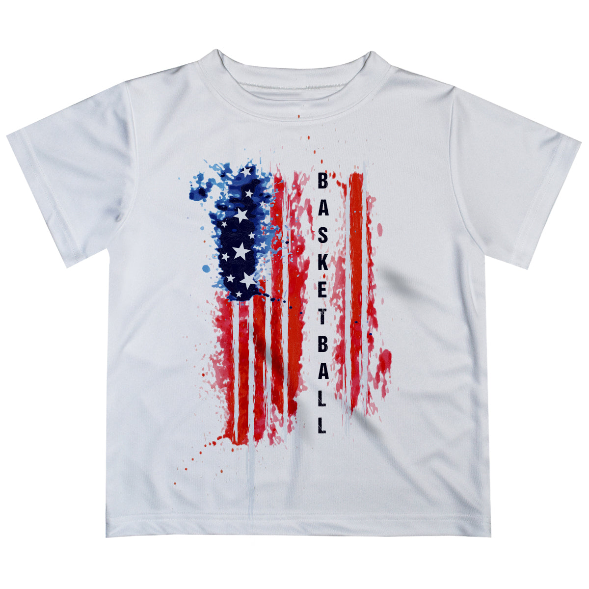 Basketball Flag Name White Short Sleeve Tee Shirt