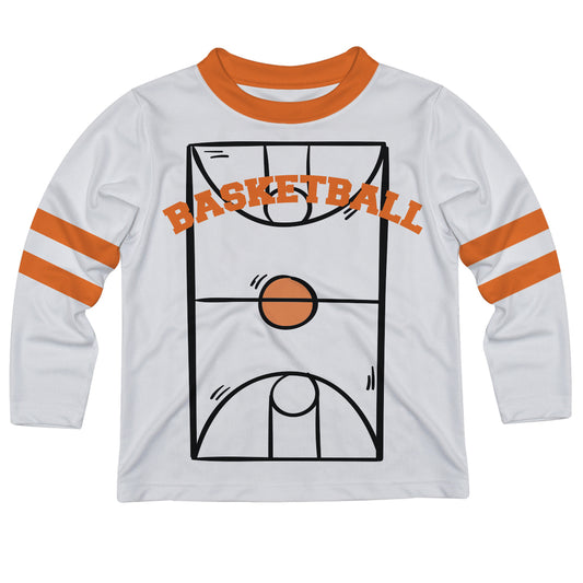 Basketball Big Board White Long Sleeve Boys Tee Shirt