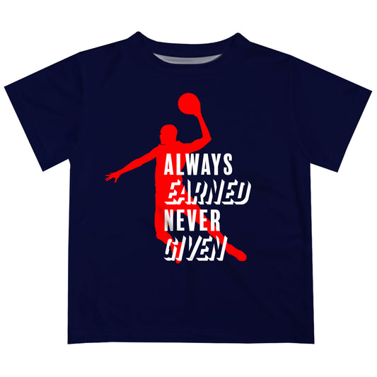 Basketball Navy and Red Short Sleeve Boys Tee Shirt