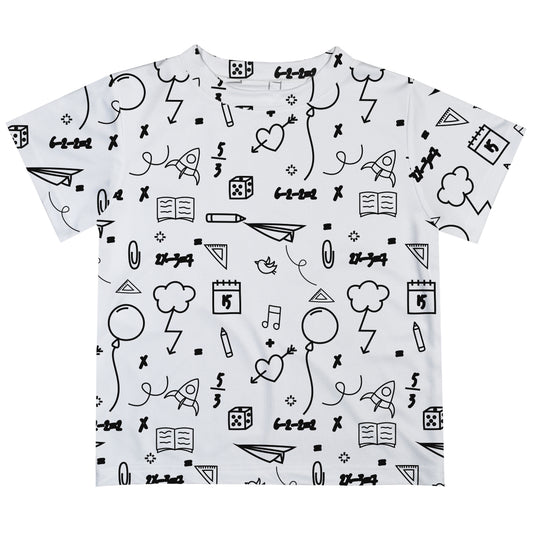 Back To School White Short Sleeve Tee Shirt