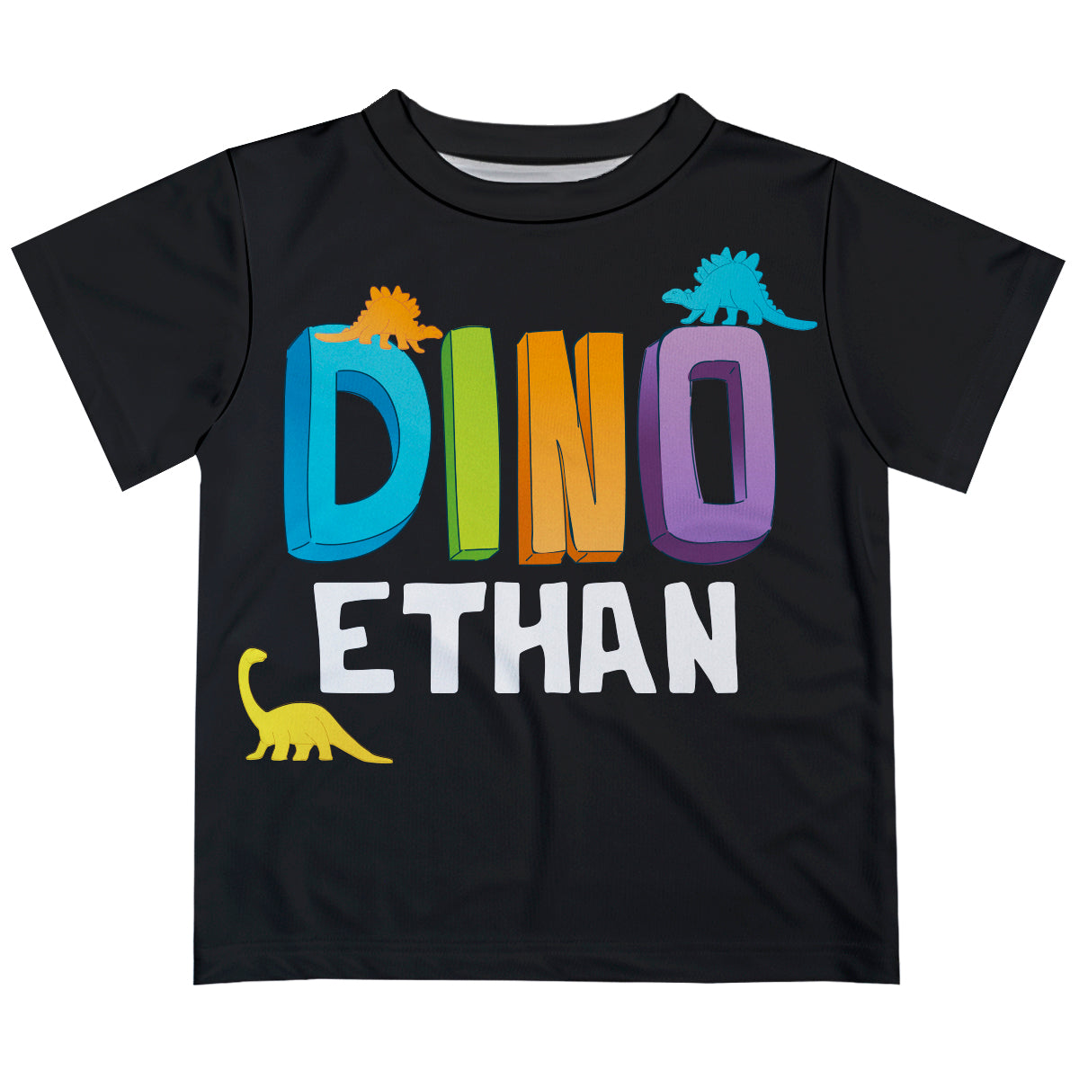 Dino Name Black Short Sleeve Tee Shirt