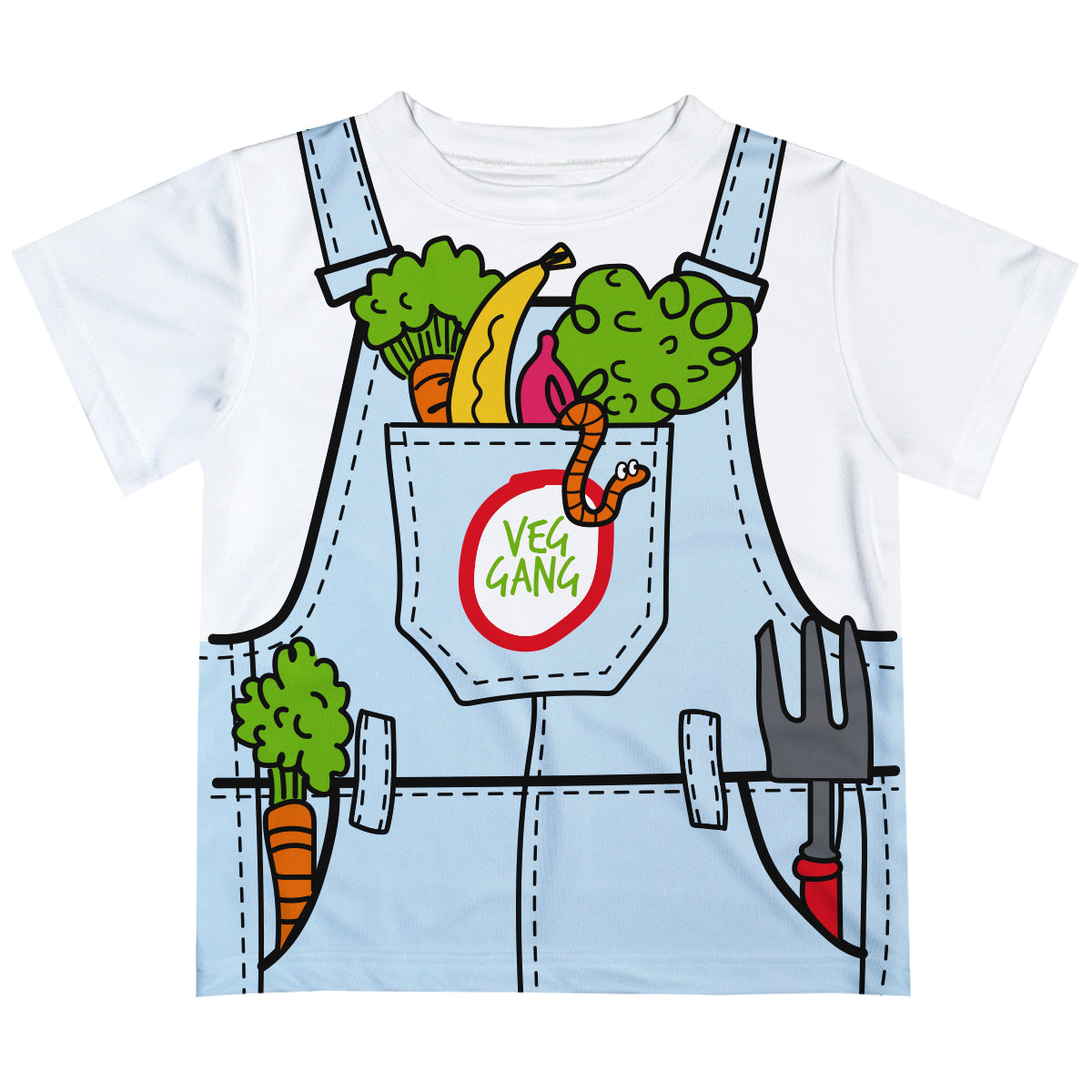 Farmer Costume Light Blue and White Short Sleeve Tee Shirt