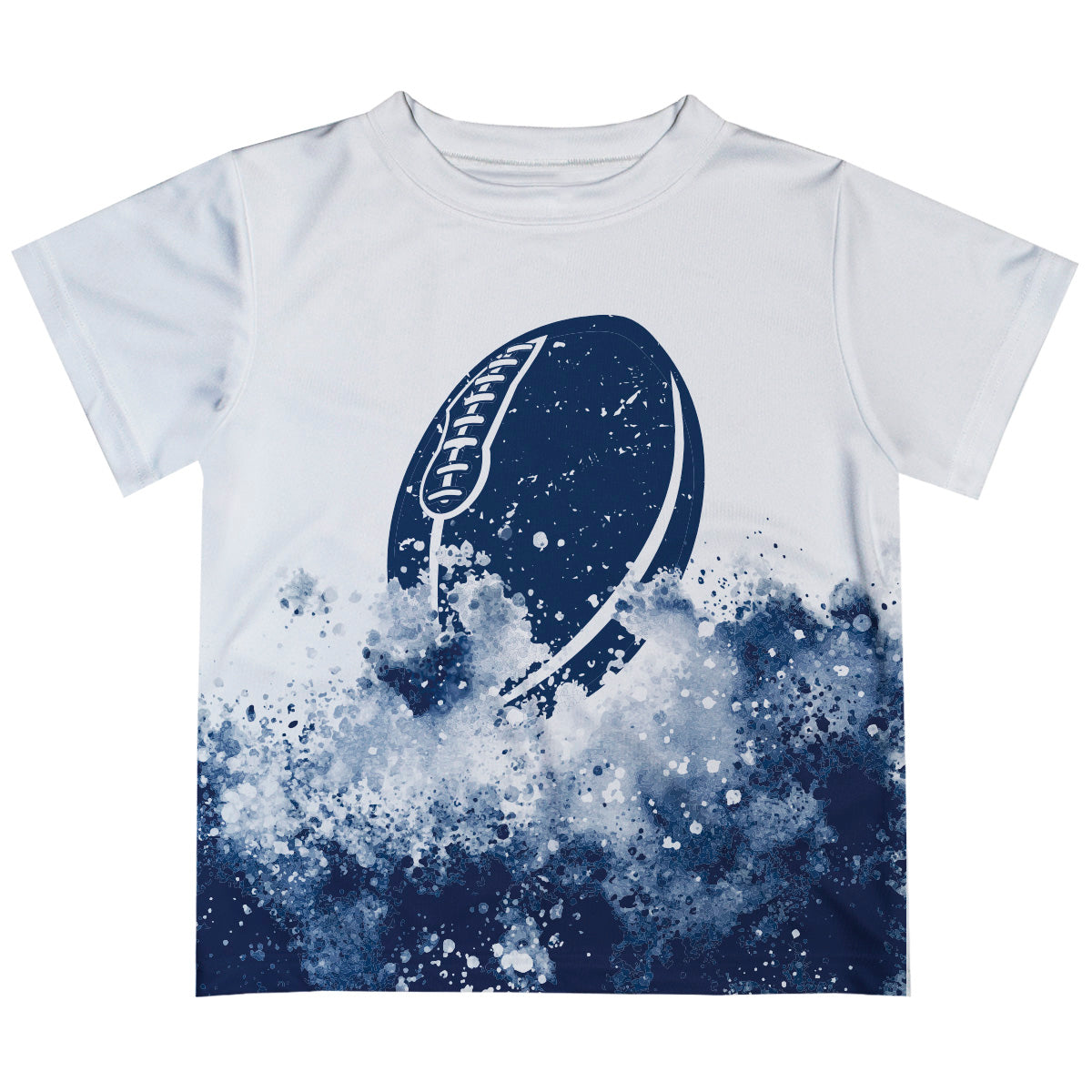 Football White And Navy Splash Short Sleeve Tee Shirt