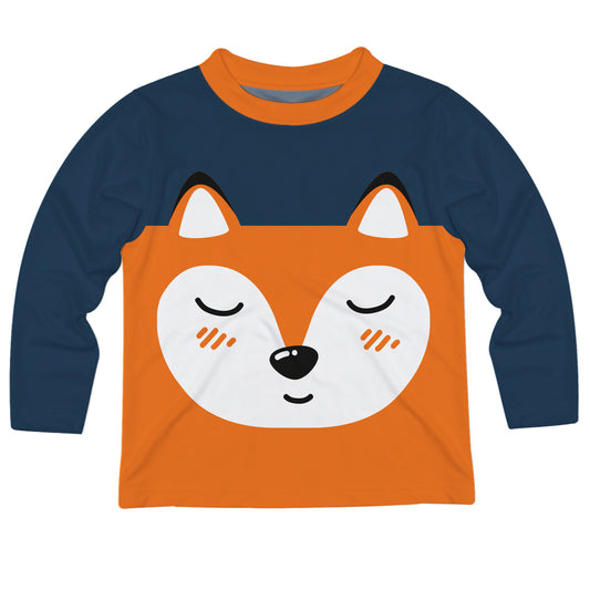Fox Navy and Orange Long Sleeve Tee Shirt
