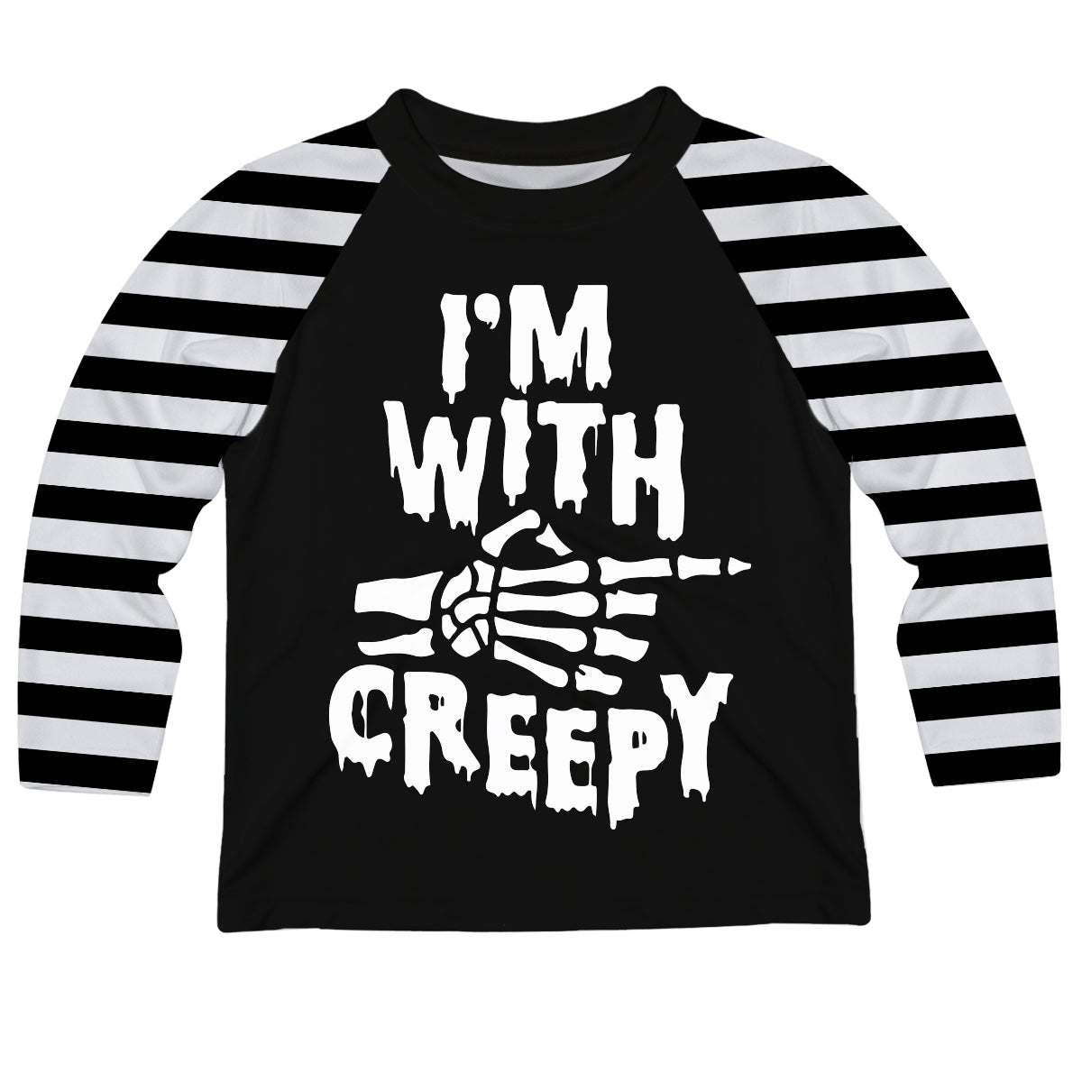 I Am With Creepy White And Black Long Sleeve Tee Shirt