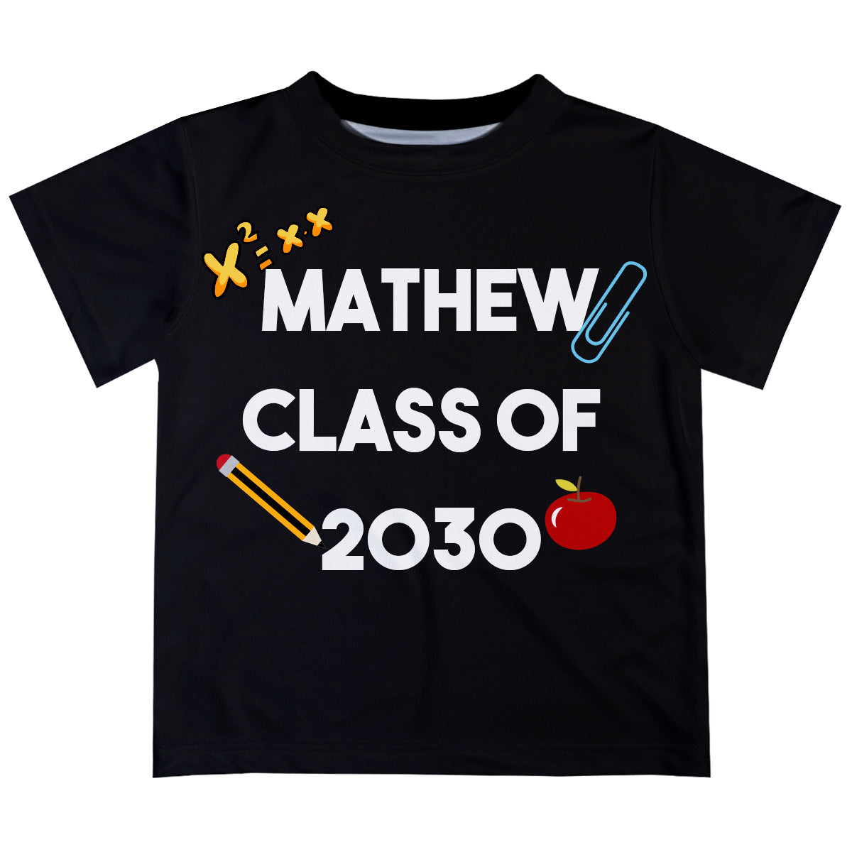 Name and Year Class Black Short Sleeve Tee Shirt