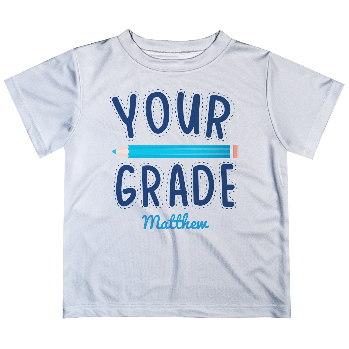 Personalized Your Grade and Name White Short Sleeve Tee Shirt