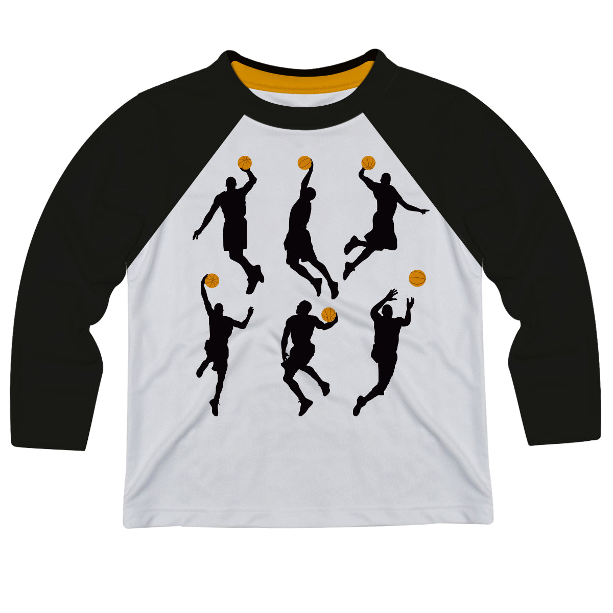 Silhouette Basketball  White Long Sleeve Tee Shirt