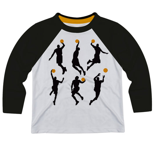 Silhouette Basketball  White Long Sleeve Tee Shirt