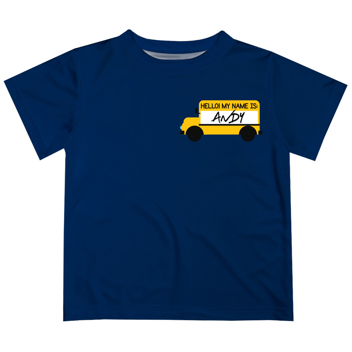School Bus Name Navy Short Sleeve Tee Shirt