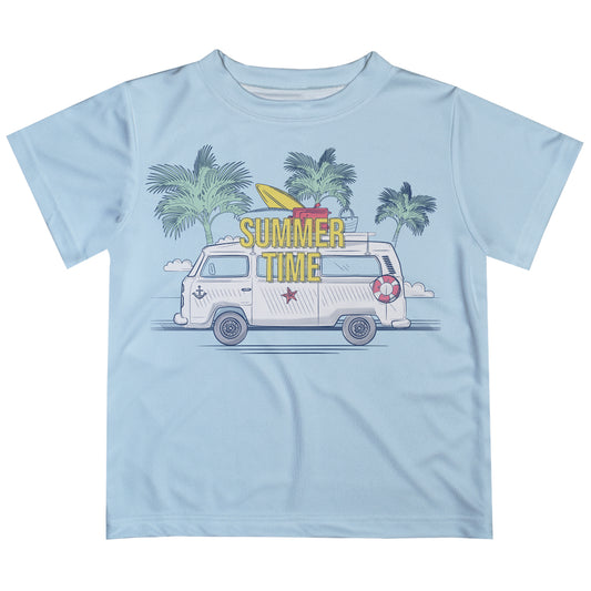 Summer Time Light Blue Short Sleeve Tee Shirt