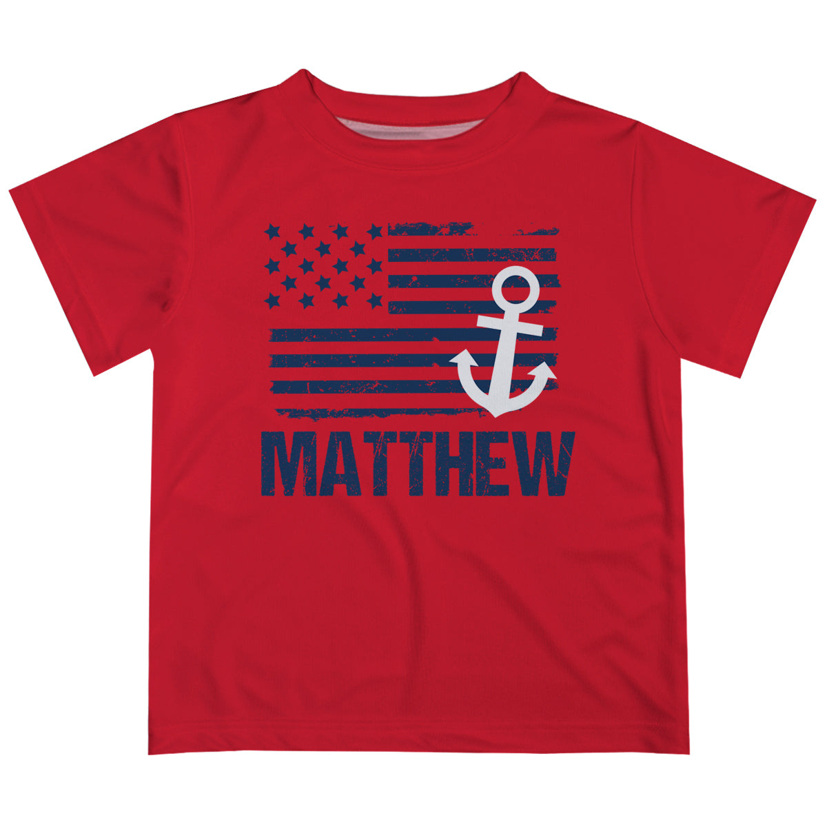 USA Flag Anchor Name Red Short Sleeve Tee Shirt - Wimziy&Co.