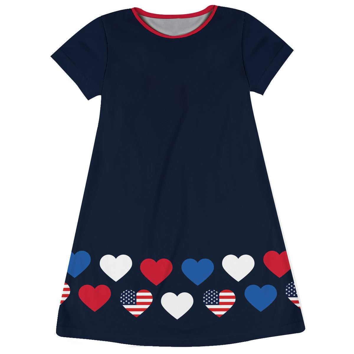 Americana Personalized Monogram Navy Short Sleeve A Line Dress - Wimziy&Co.