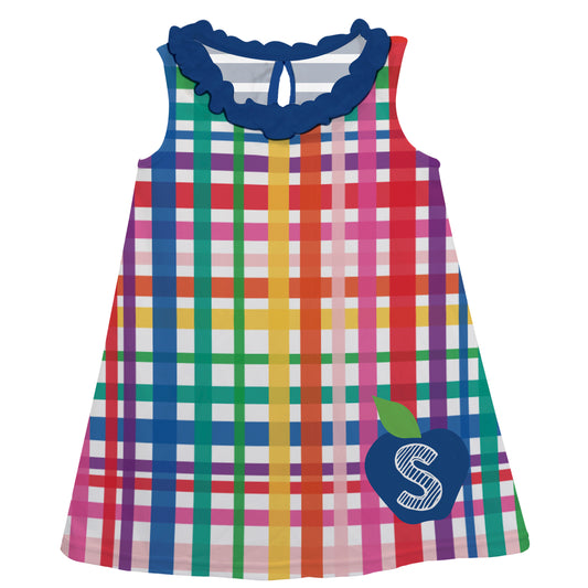Apple Personalized Initial Name Rainbow Colors A Line Dress