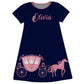 Carriage Personalized Name Navy Short Sleeve A Line Dress - Wimziy&Co.