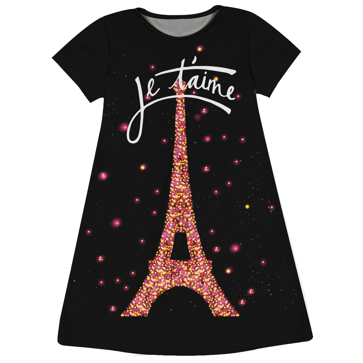 Je Taime Black Short Sleeve A Line Dress