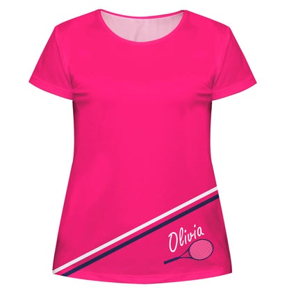 Tennis Name Hot Pink Short Sleeve Tee Shirt - Wimziy&Co.
