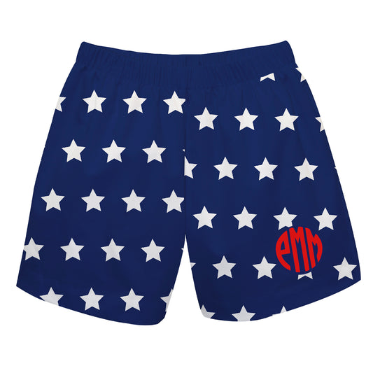 Stars Print Monogram Navy Pull On Short