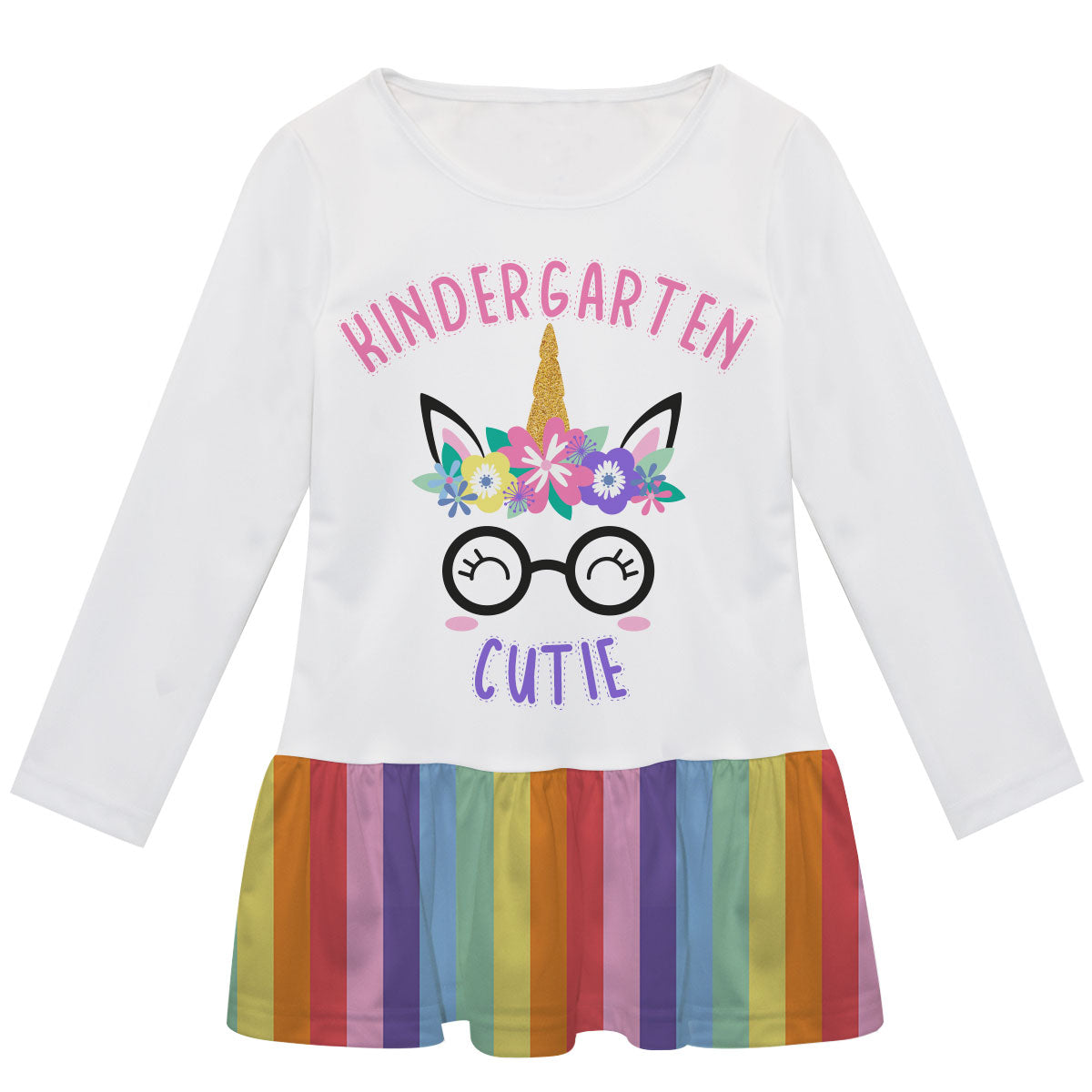 Unicorn Your Grade White Long Sleeve Lily Dress