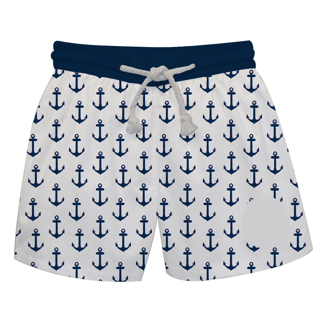 Anchors Print Personalized Monogram White Swimtrunk - Wimziy&Co.