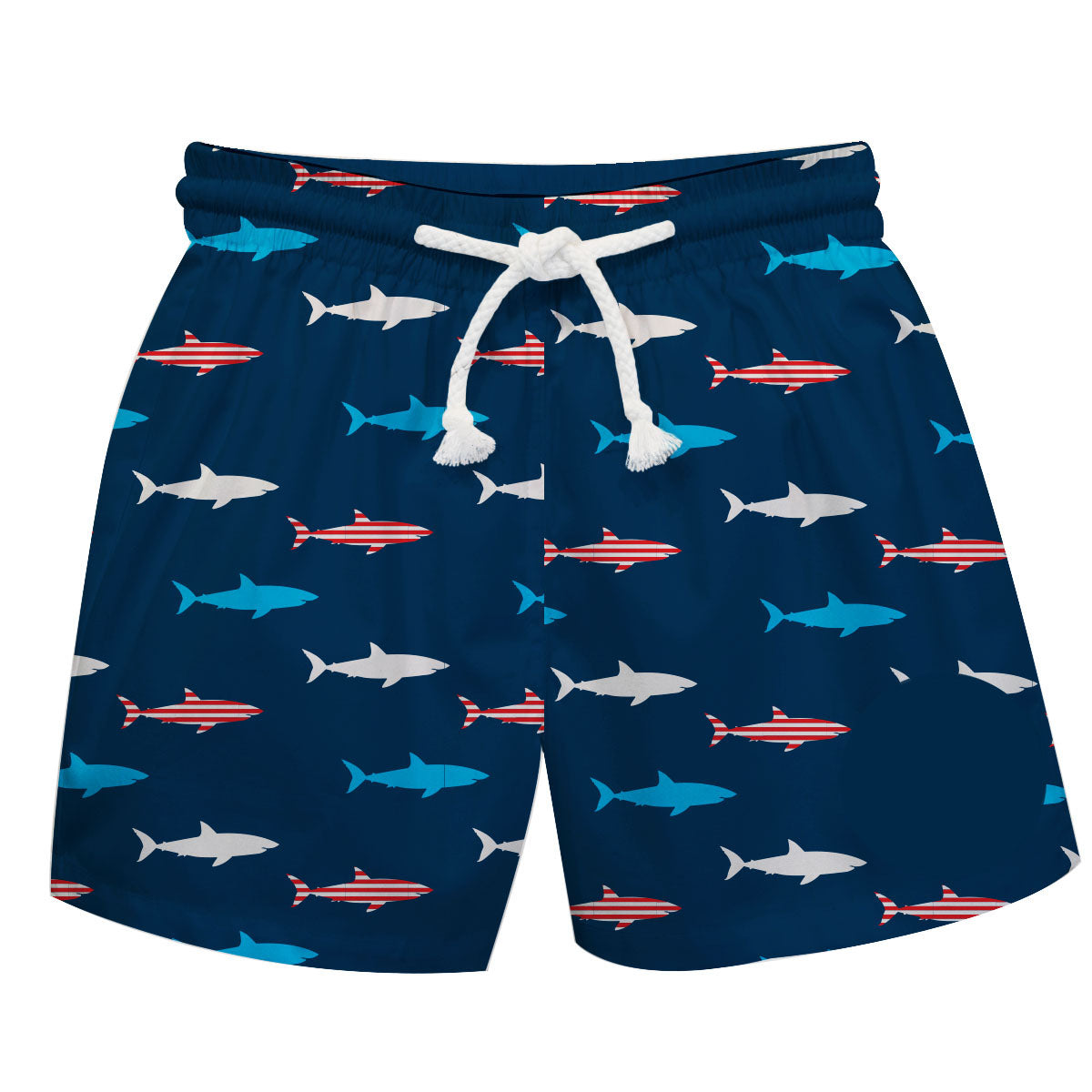 Shark Print Personalized Monogram Navy Swimtrunk - Wimziy&Co.