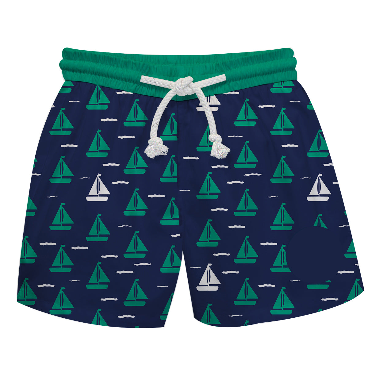 Boats Print Monogram Navy Swimtrunk - Wimziy&Co.