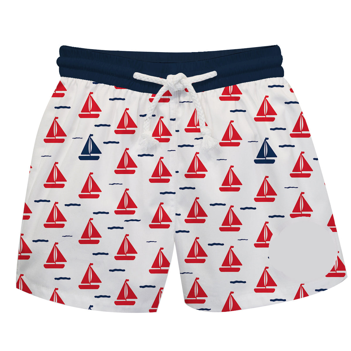 Boats Print Monogram White Swimtrunk - Wimziy&Co.