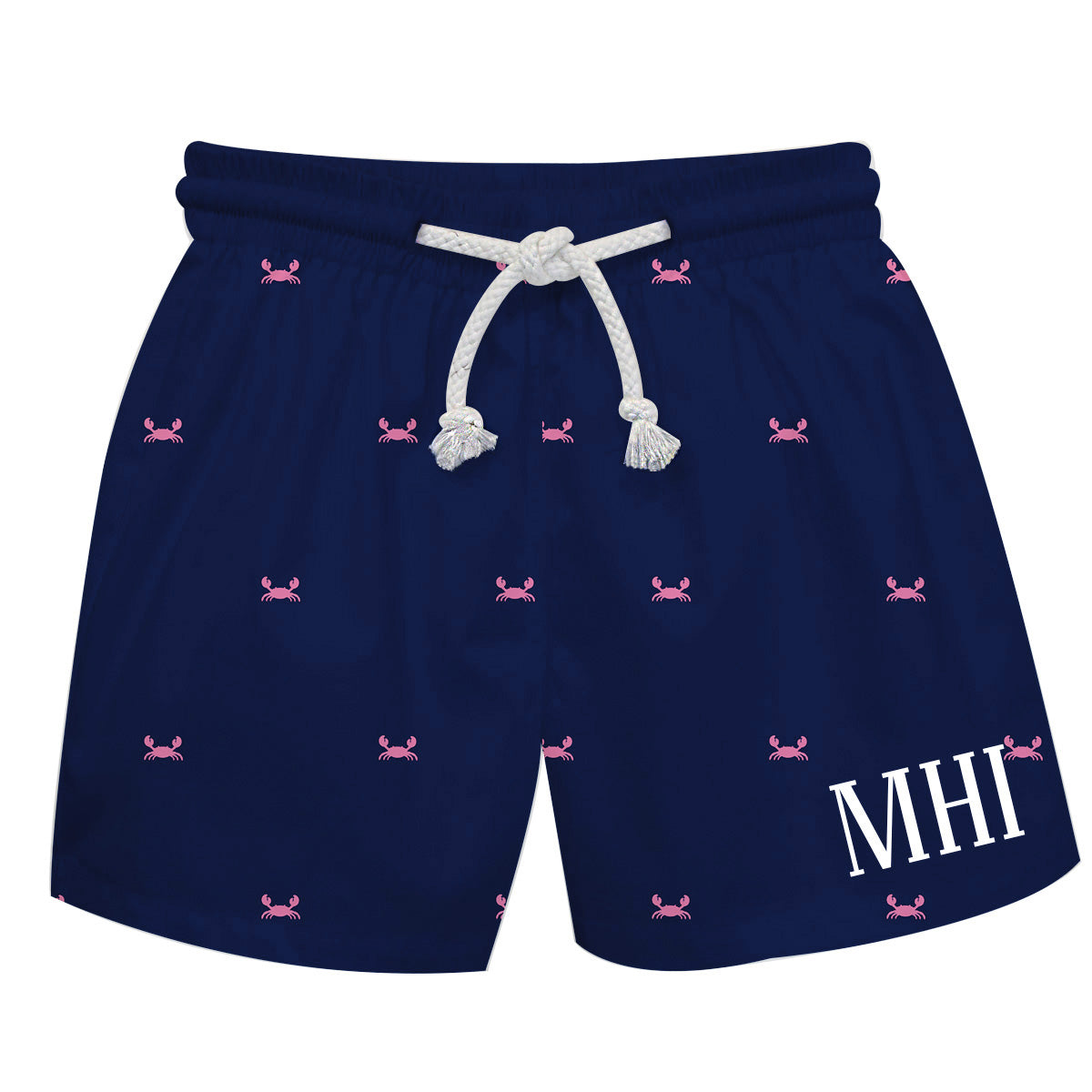 Crabs Print Monogram Navy Swimtrunk - Wimziy&Co.