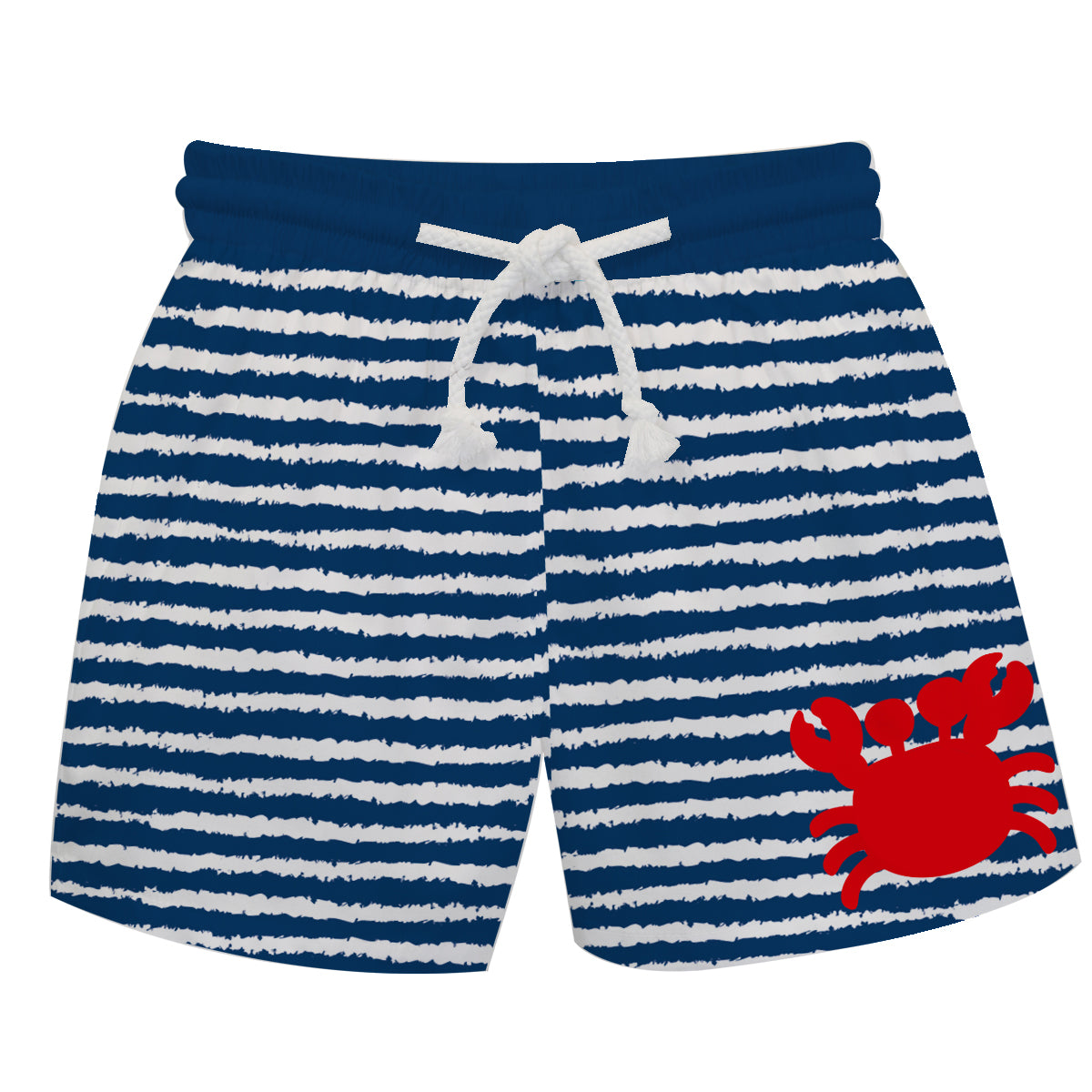 Crab Monogram Navy and White Stripes Swimtrunk - Wimziy&Co.