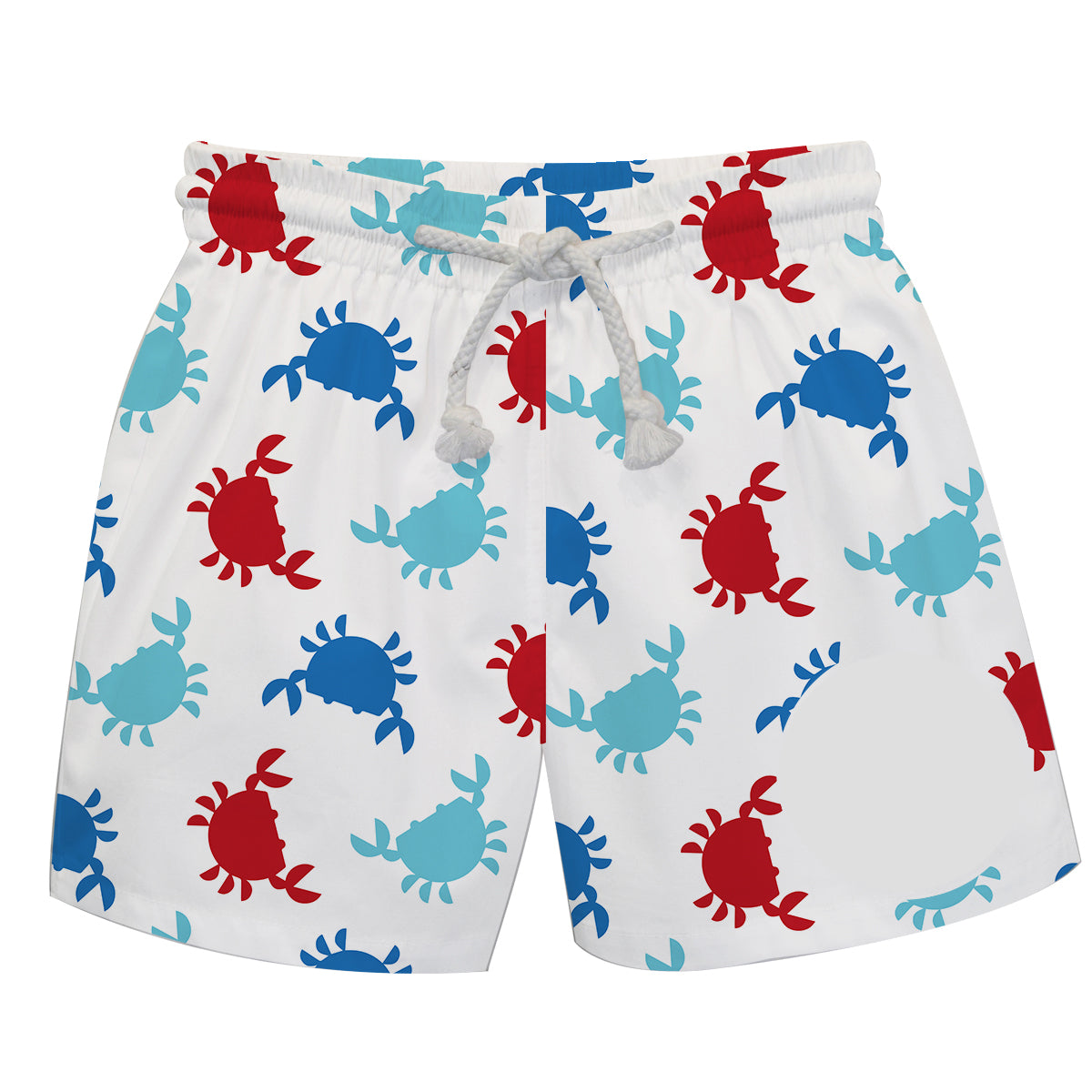 Crabs Print Personalized Monogram White Swimtrunk - Wimziy&Co.