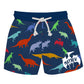 Dinosaurs Personalized Name Print Navy Swimtrunk