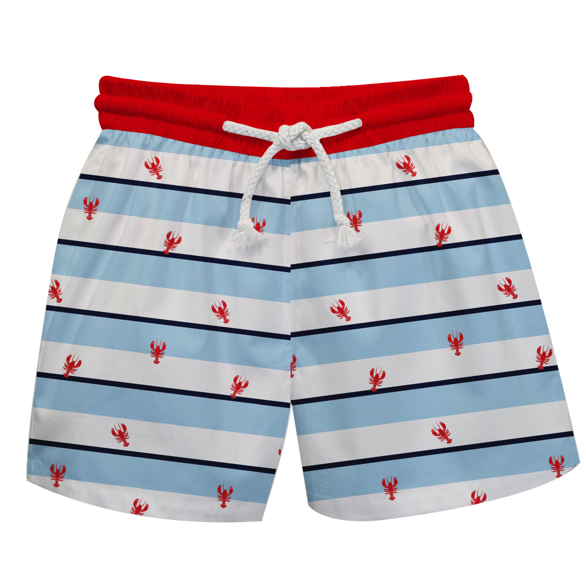 Lobster Print White and Light Blue Swimtrunk