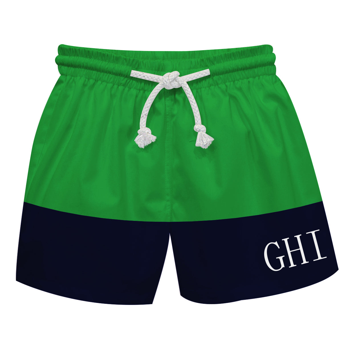 Monogram Green and Navy Stripe Swimtrunk - Wimziy&Co.
