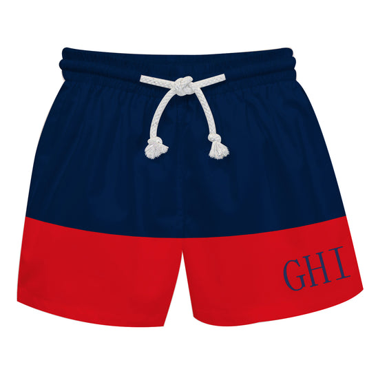 Monogram Navy and Red Swimtrunk