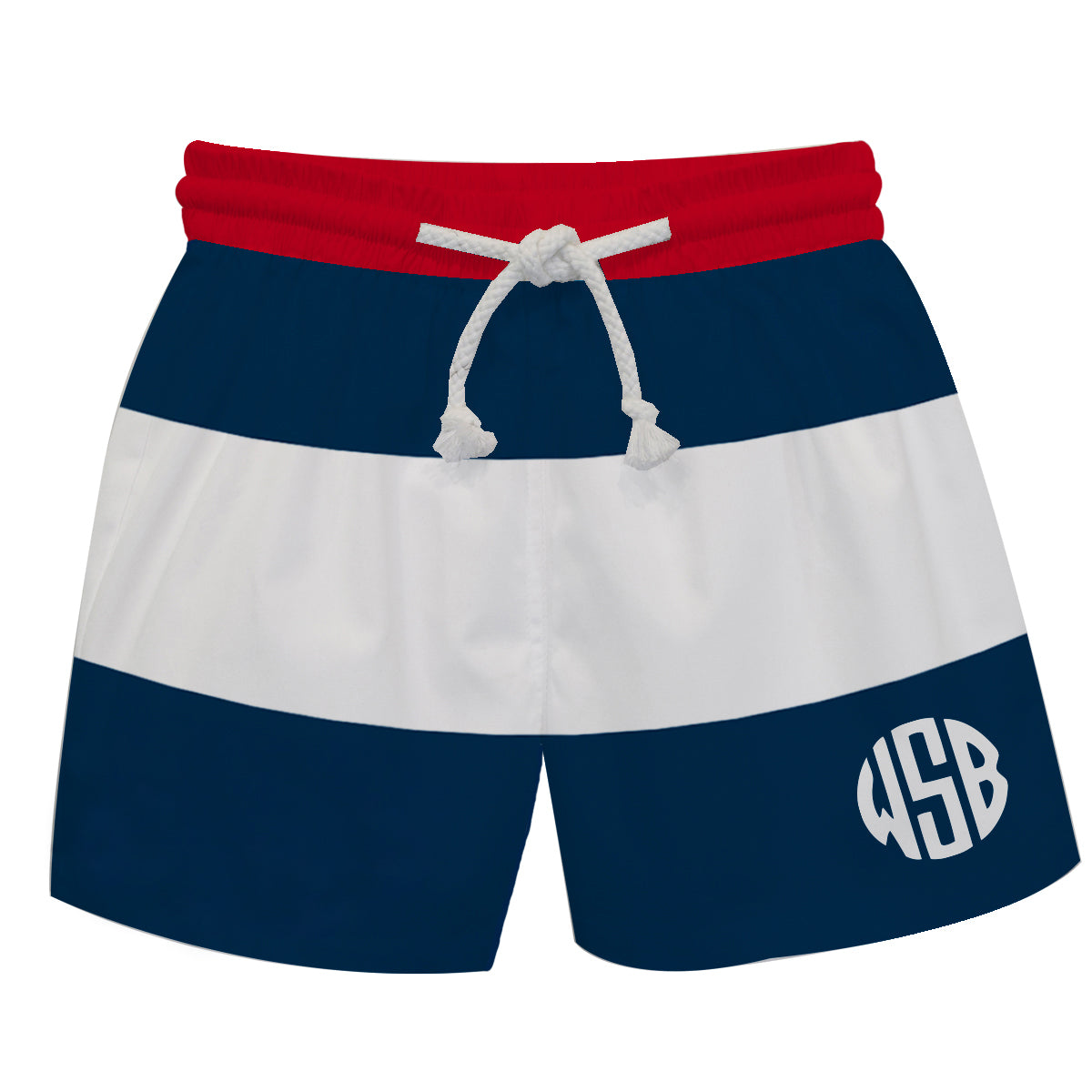Personalized Monogram Navy and White Stripes Swimtrunk