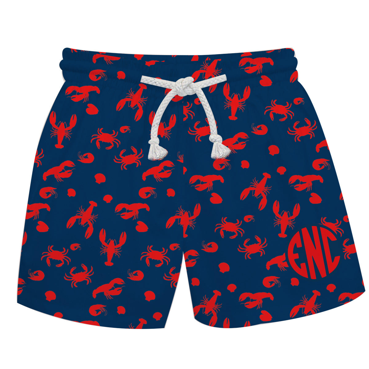 Lobster Print Personalized Monogram Navy Swimtrunk